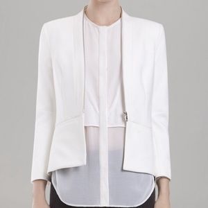 Sandro White Blazer with zip front detail